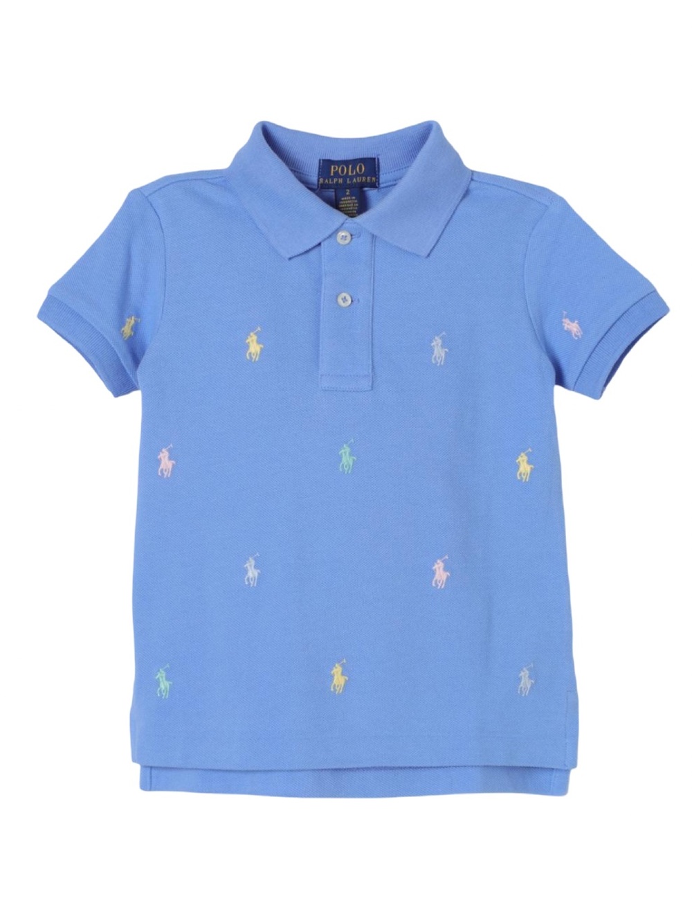 Polo Ralph Lauren Boys Blue Allover Pony Embroidered Polo Shirt Size 8 Small